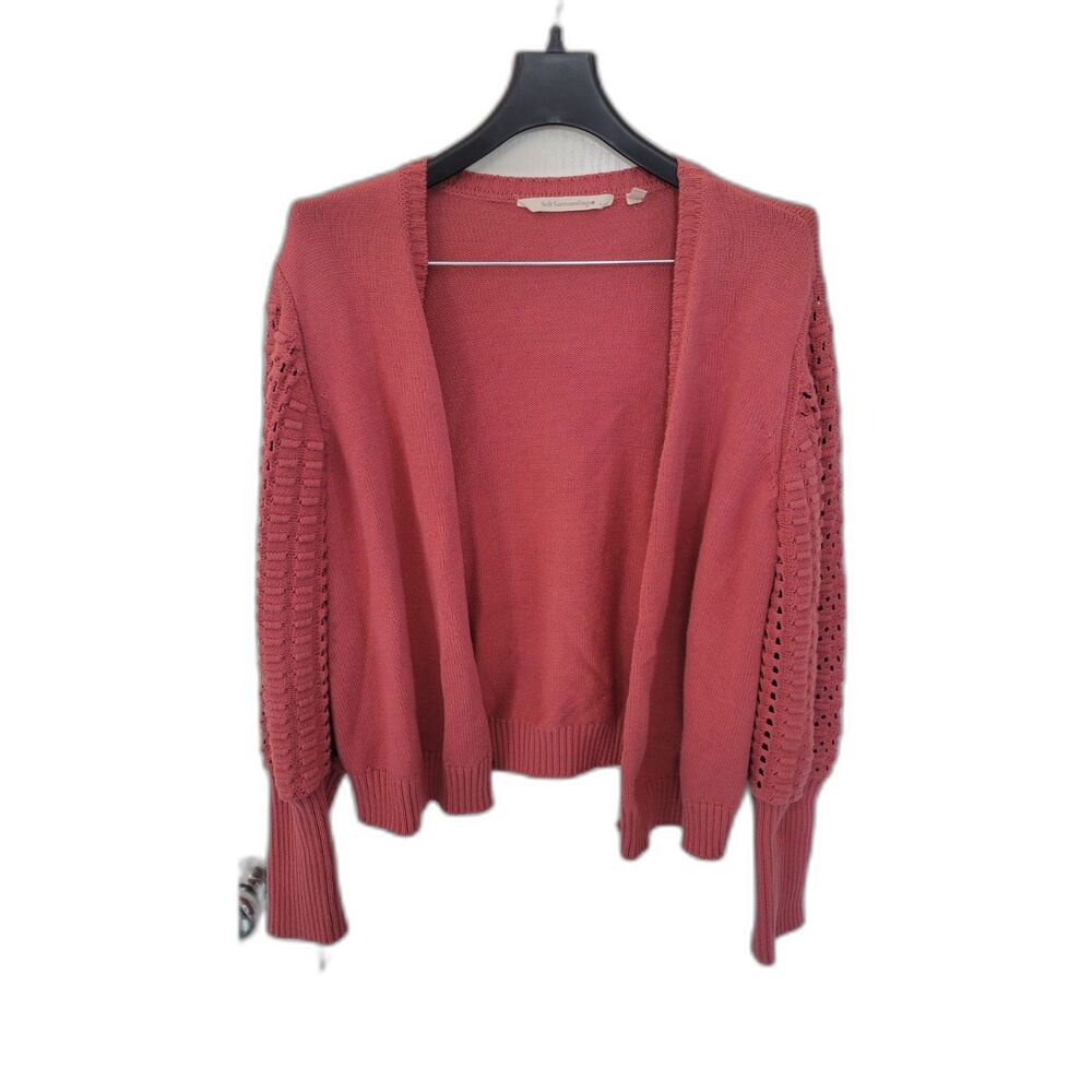 Soft Surroundings Hollyhock Open Front Cotton Cropped Cardigan